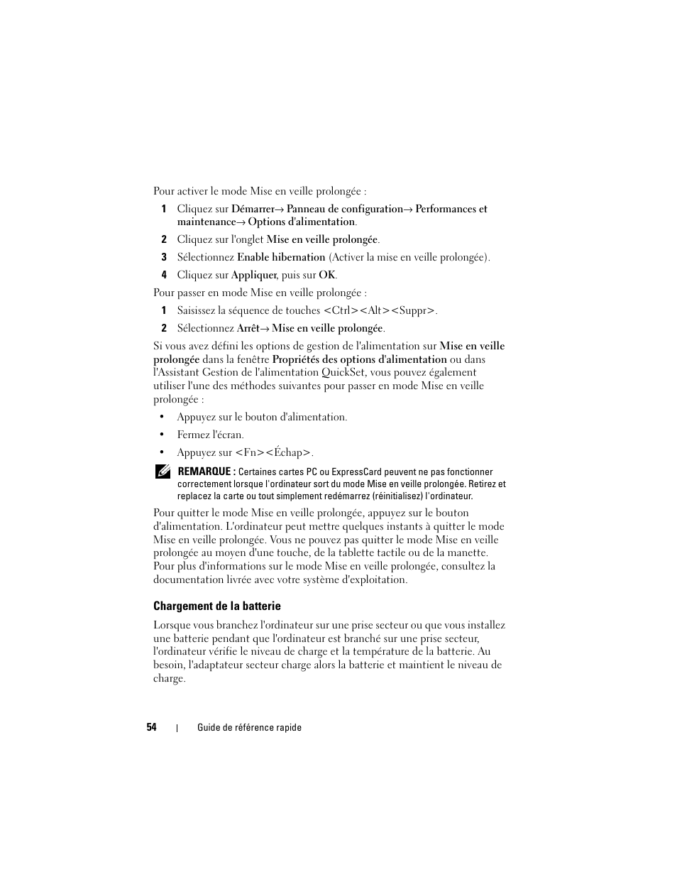 Chargement de la batterie | Dell Latitude XT (Late 2007) User Manual | Page 54 / 134