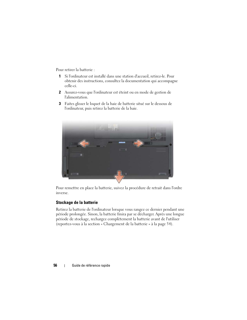 Stockage de la batterie | Dell Latitude XT (Late 2007) User Manual | Page 56 / 134