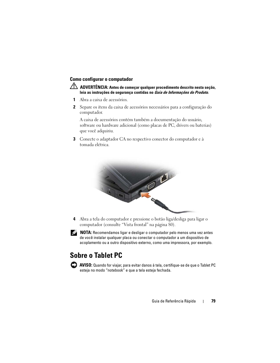 Como configurar o computador, Sobre o tablet pc | Dell Latitude XT (Late 2007) User Manual | Page 79 / 134