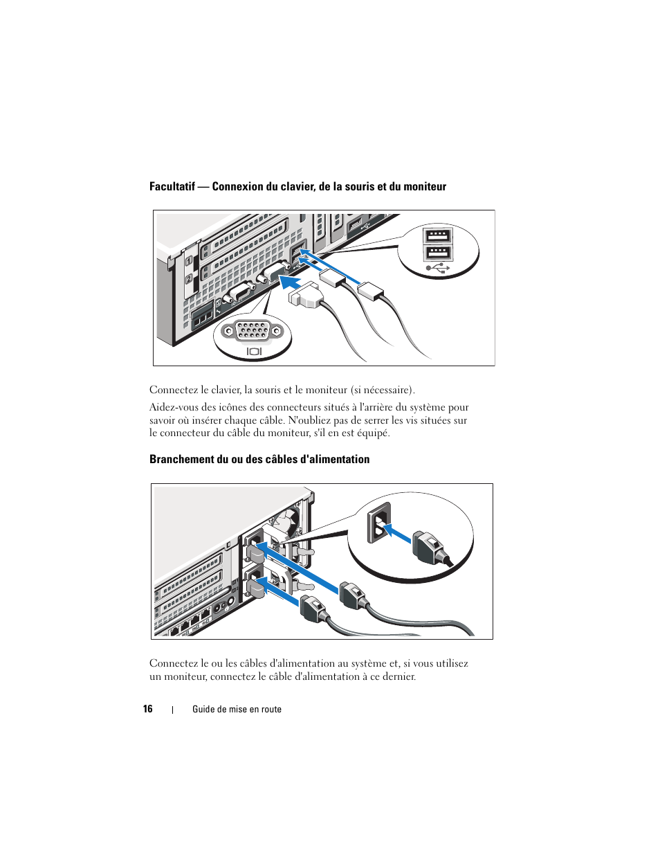 Branchement du ou des câbles d'alimentation | Dell PowerEdge R715 User Manual | Page 18 / 54