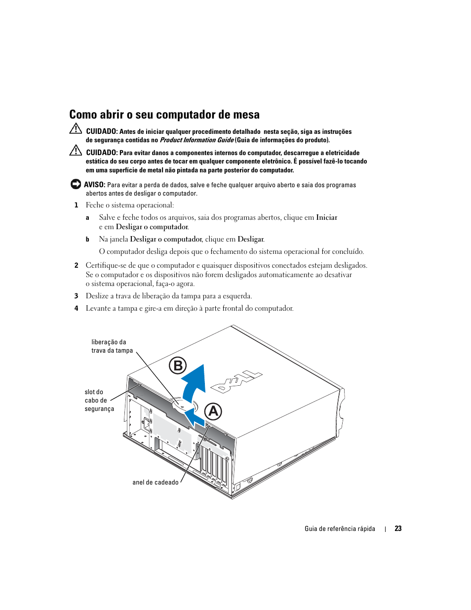 Como abrir o seu computador de mesa | Dell Precision 370 User Manual | Page 103 / 162