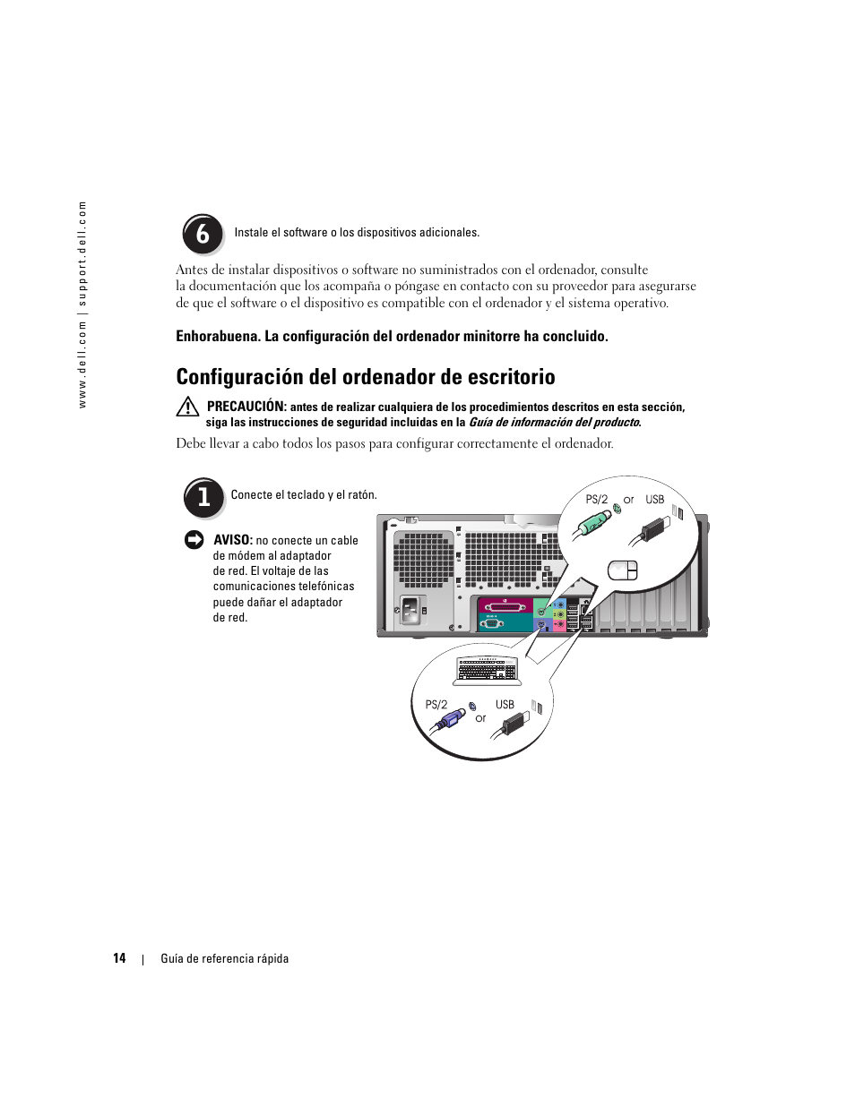 Configuración del ordenador de escritorio | Dell Precision 370 User Manual | Page 134 / 162