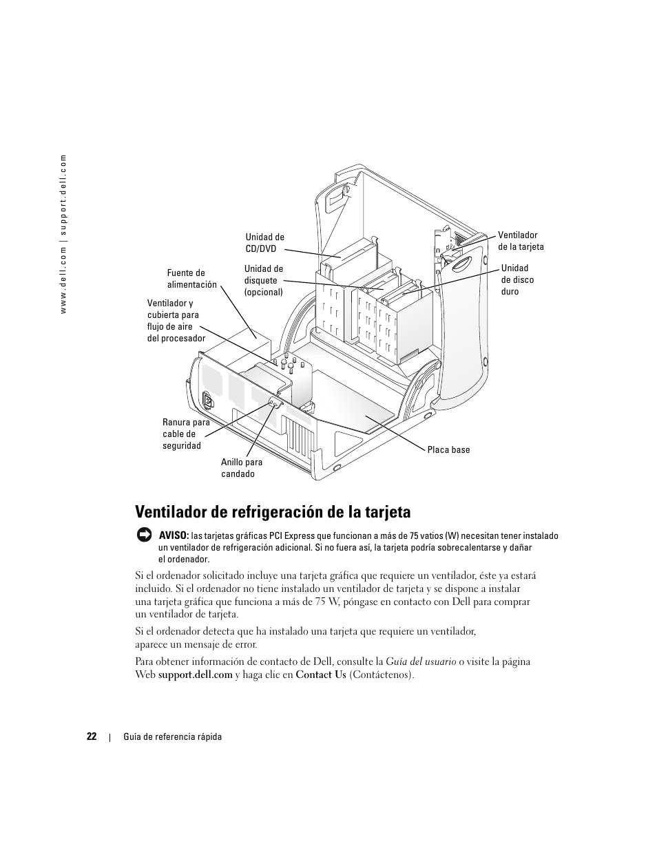 Ventilador de refrigeración de la tarjeta | Dell Precision 370 User Manual | Page 142 / 162