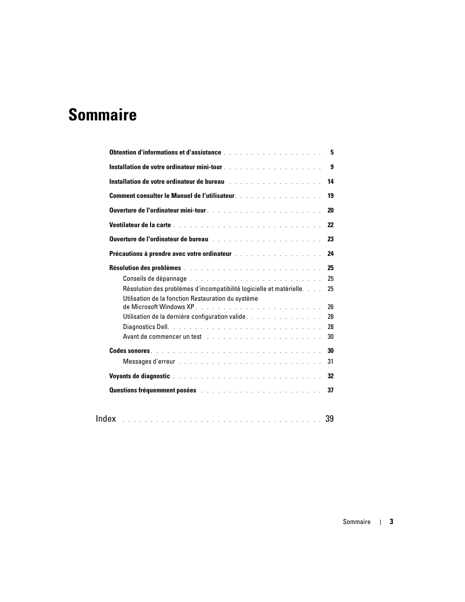 Sommaire, Index | Dell Precision 370 User Manual | Page 43 / 162