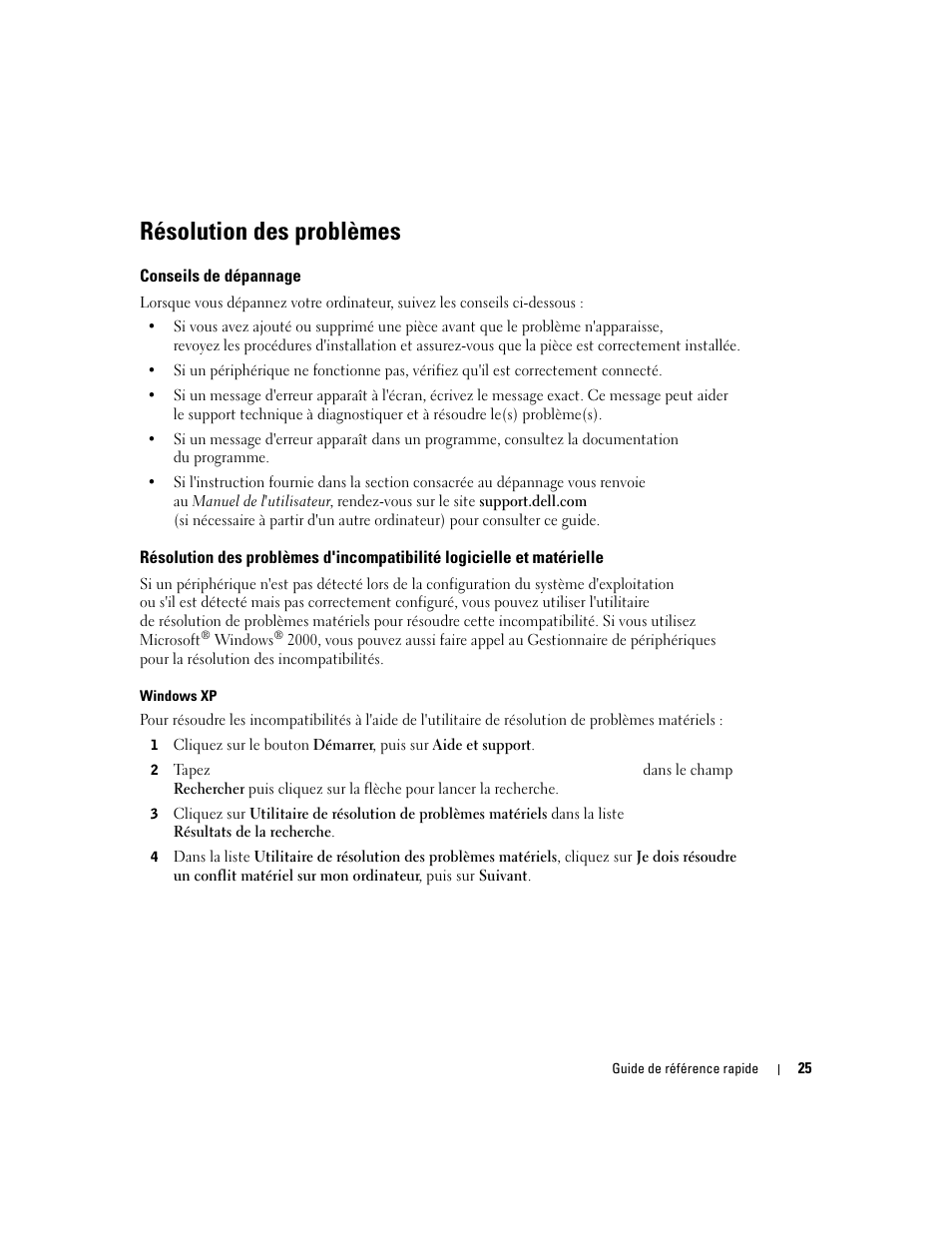 Résolution des problèmes, Conseils de dépannage | Dell Precision 370 User Manual | Page 65 / 162