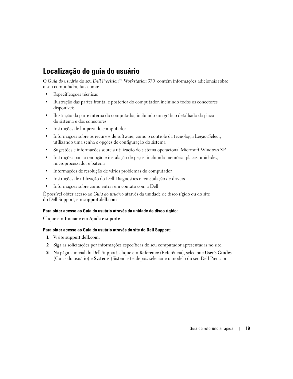 Localização do guia do usuário | Dell Precision 370 User Manual | Page 99 / 162