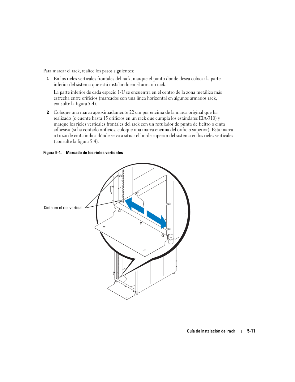 Figura 5-4, Marcado de los rieles verticales | Dell PowerEdge 1800 User Manual | Page 101 / 112
