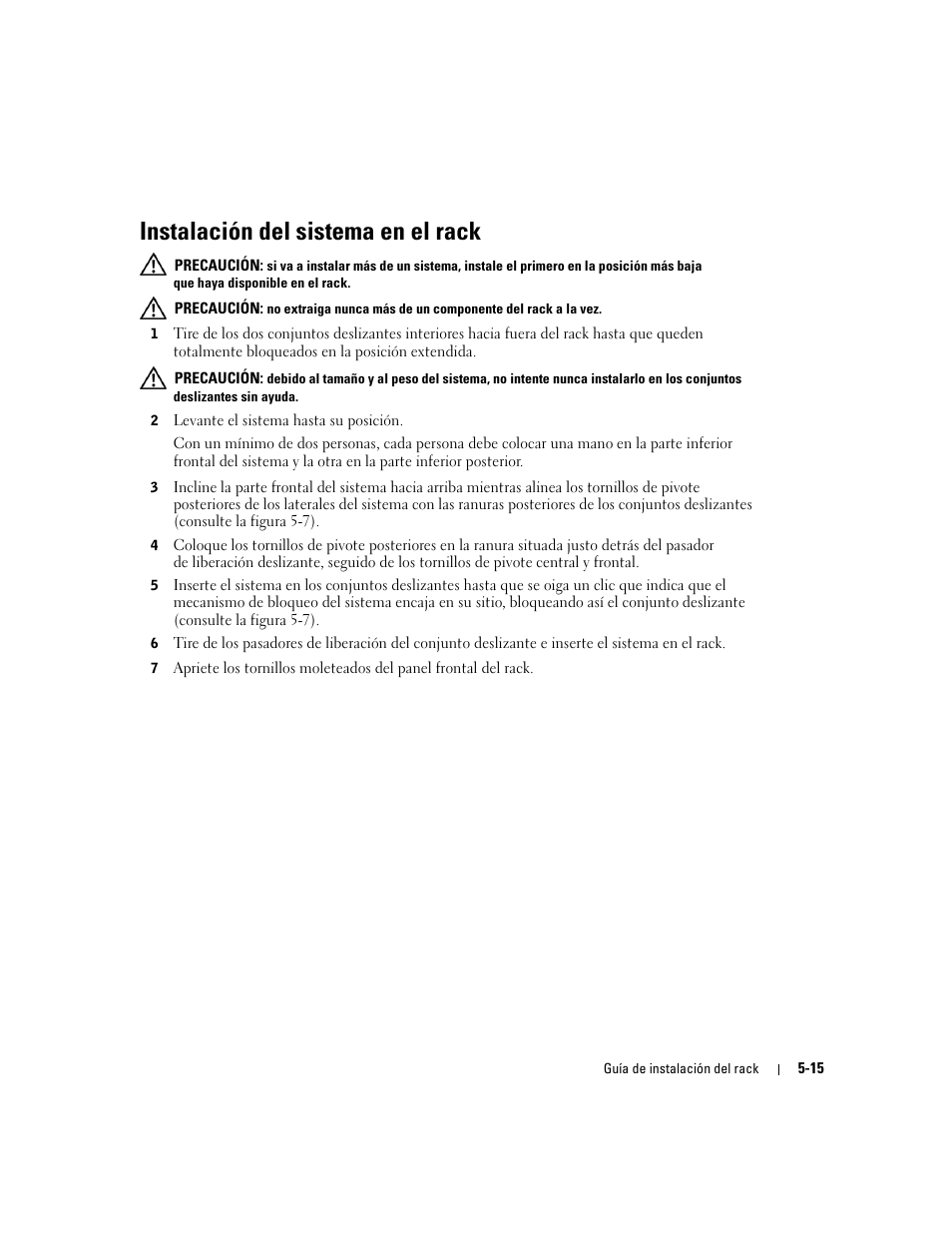 Instalación del sistema en el rack | Dell PowerEdge 1800 User Manual | Page 105 / 112