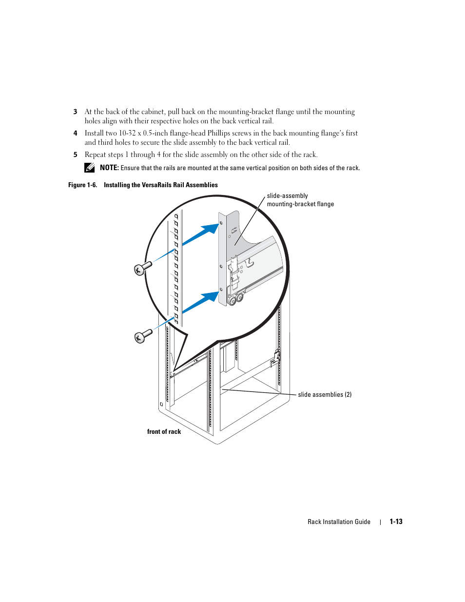 Figure 1-6, Installing the versarails rail assemblies | Dell PowerEdge 1800 User Manual | Page 15 / 112