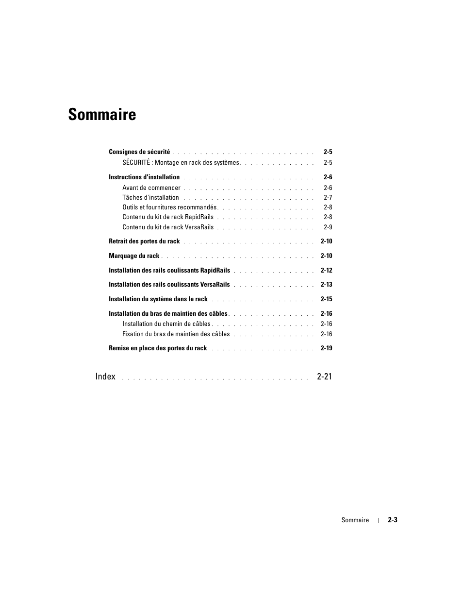 Sommaire, Index | Dell PowerEdge 1800 User Manual | Page 27 / 112