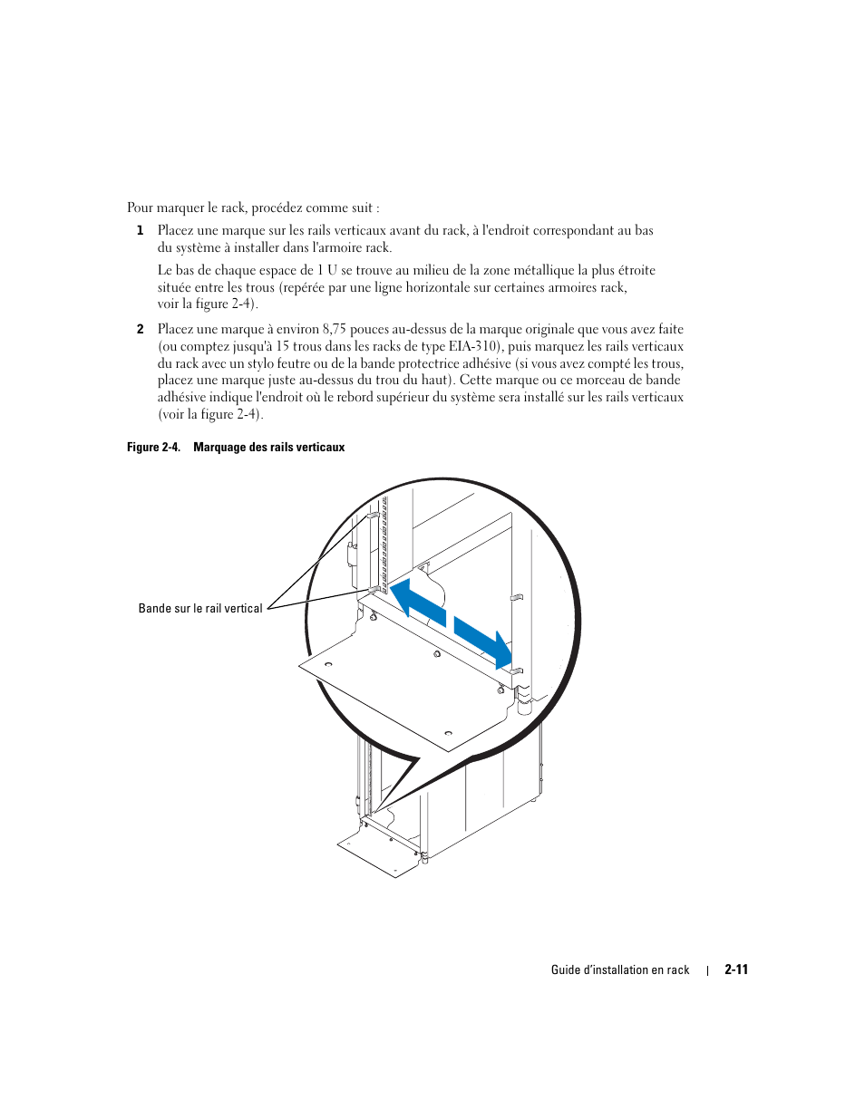 Figure 2-4, Marquage des rails verticaux | Dell PowerEdge 1800 User Manual | Page 35 / 112