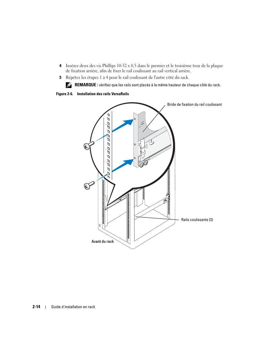 Figure 2-6, Installation des rails versarails | Dell PowerEdge 1800 User Manual | Page 38 / 112