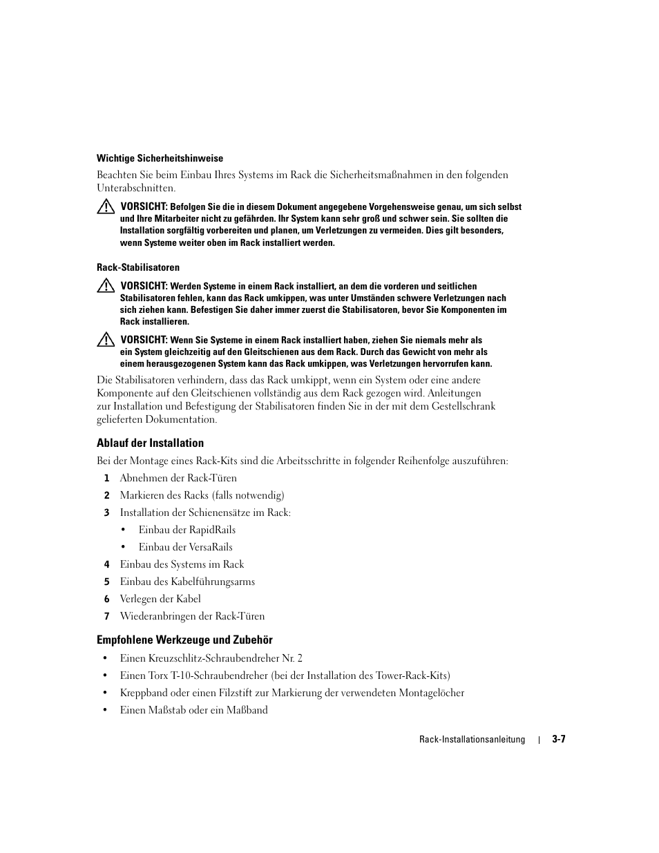 Ablauf der installation, Empfohlene werkzeuge und zubehör | Dell PowerEdge 1800 User Manual | Page 53 / 112