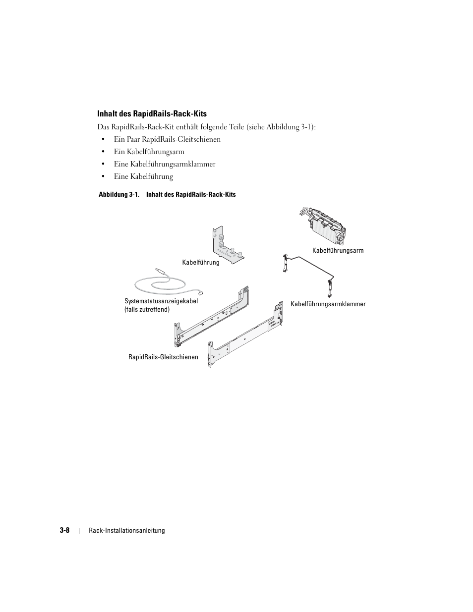 Inhalt des rapidrails-rack-kits, Abbildung 3-1 | Dell PowerEdge 1800 User Manual | Page 54 / 112