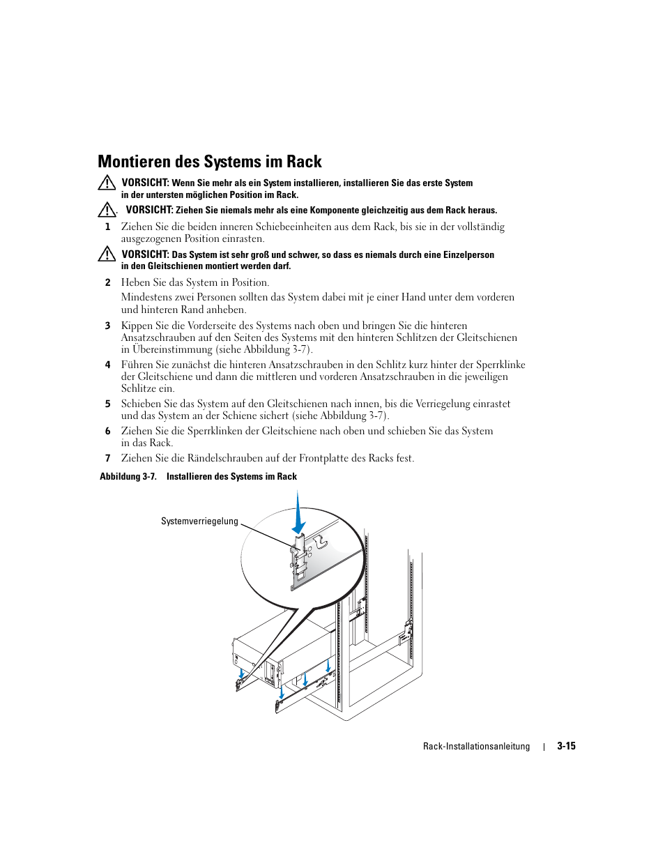 Montieren des systems im rack, Abbildung 3-7, Installieren des systems im rack | Dell PowerEdge 1800 User Manual | Page 61 / 112