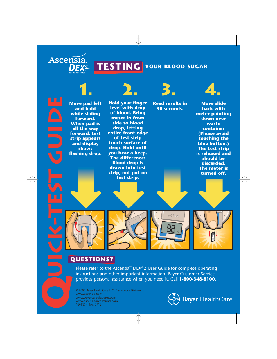 Uick-test guide, Testing | Bayer HealthCare AUTODISC User Manual | Page 2 / 2