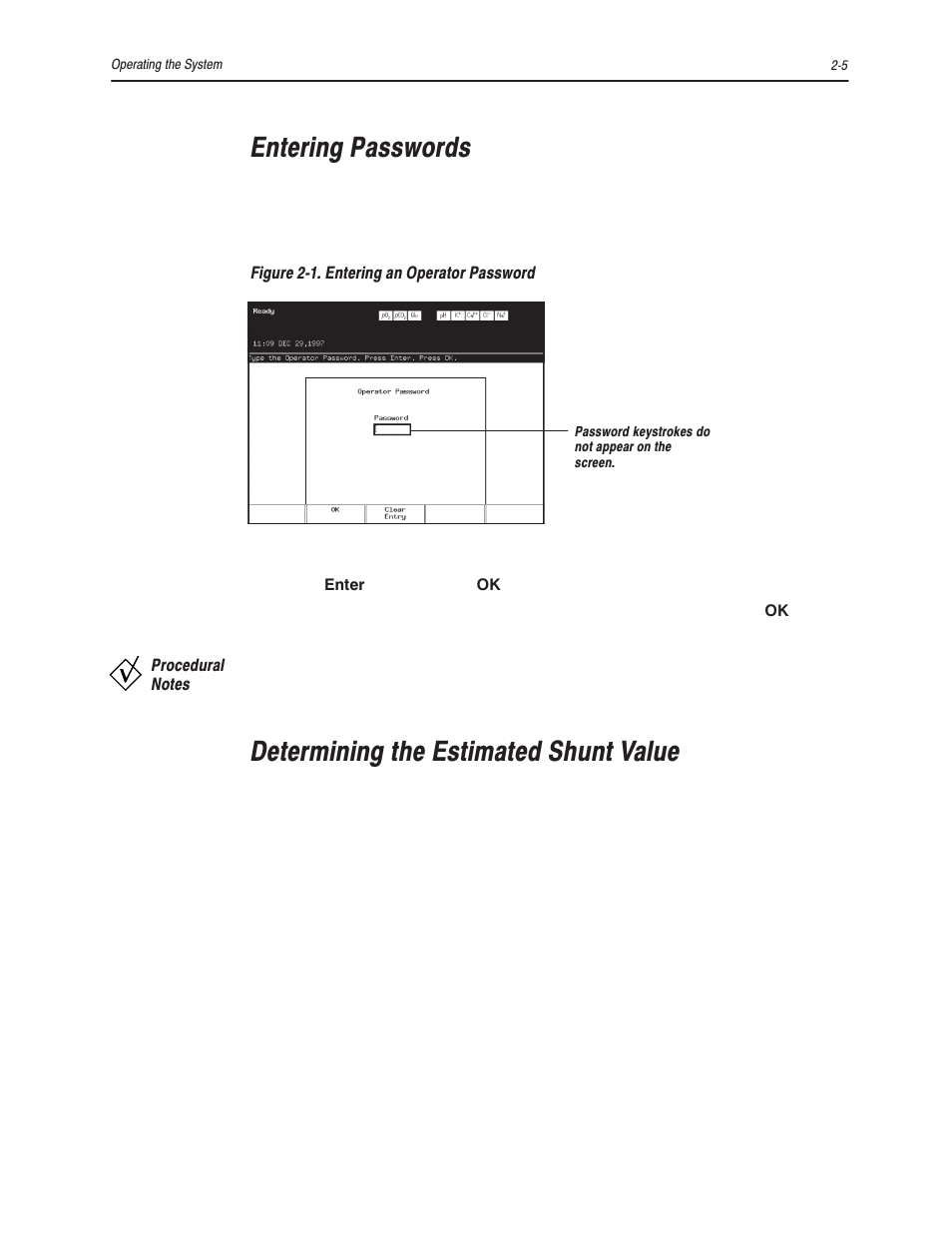 Entering passwords, Determining the estimated shunt value | Bayer HealthCare Rapidlab 800 User Manual | Page 103 / 699
