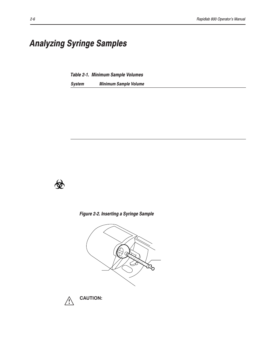 Analyzing syringe samples | Bayer HealthCare Rapidlab 800 User Manual | Page 104 / 699