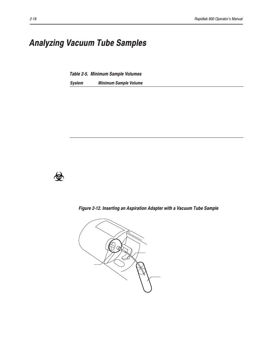 Analyzing vacuum tube samples | Bayer HealthCare Rapidlab 800 User Manual | Page 116 / 699