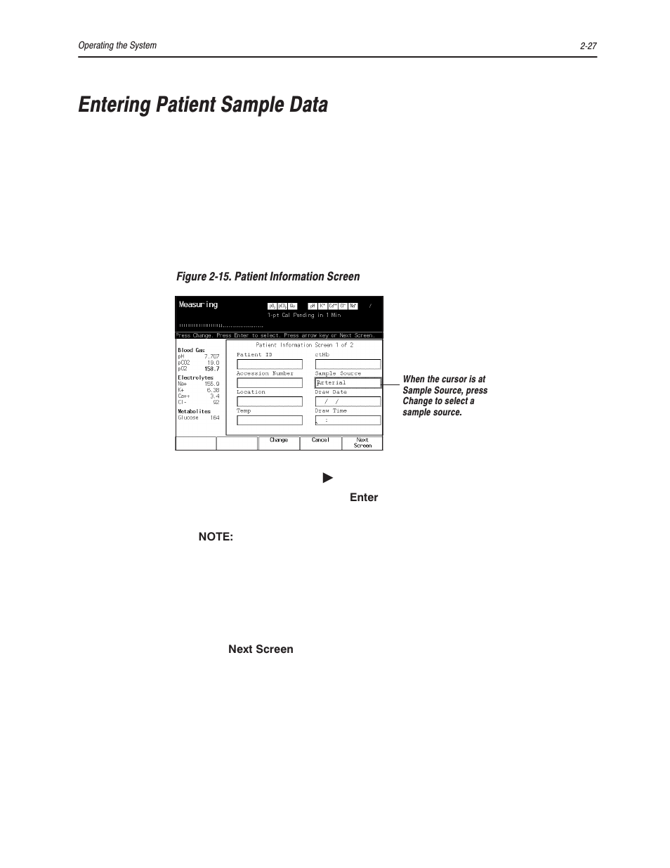 Entering patient sample data | Bayer HealthCare Rapidlab 800 User Manual | Page 125 / 699