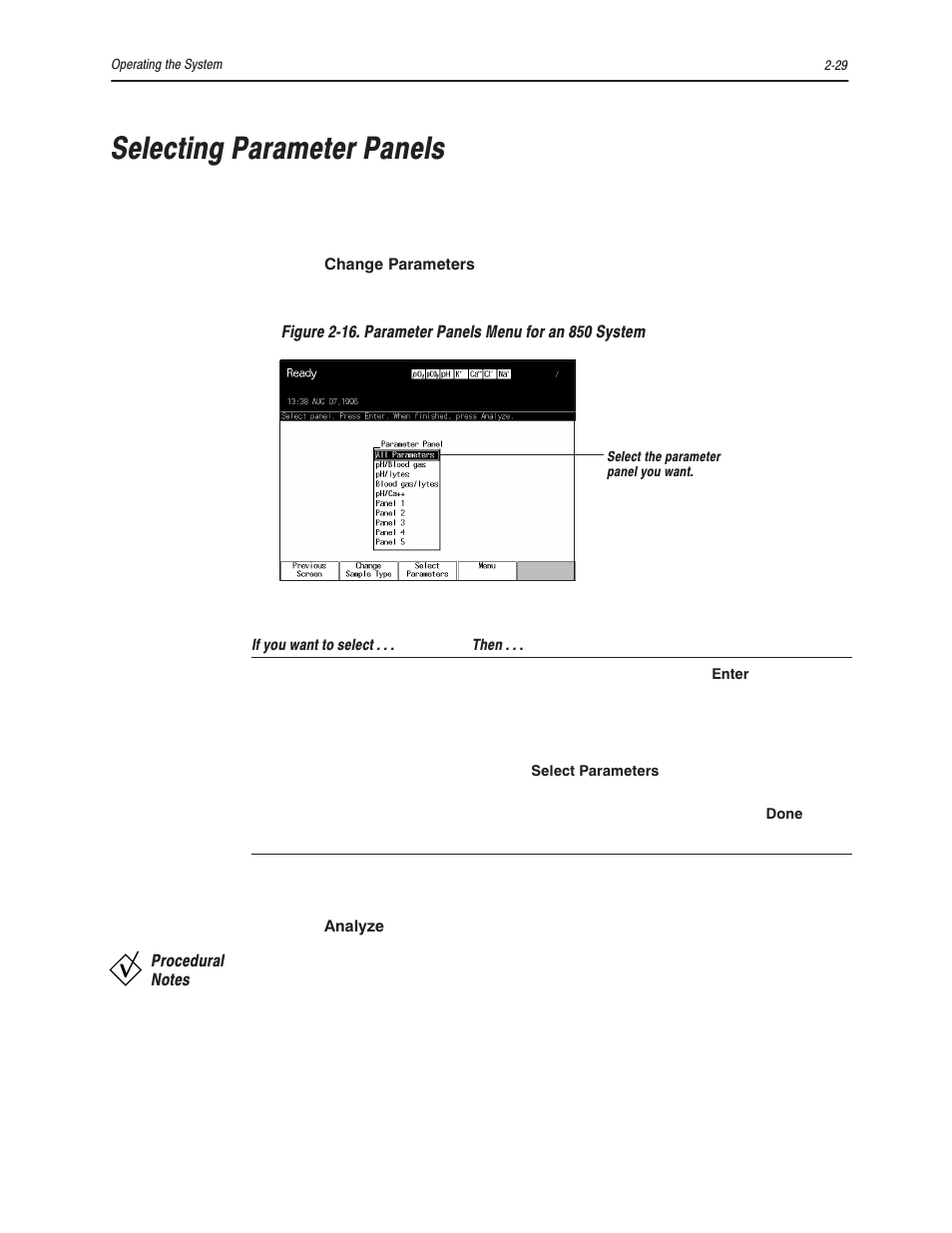 Selecting parameter panels | Bayer HealthCare Rapidlab 800 User Manual | Page 127 / 699