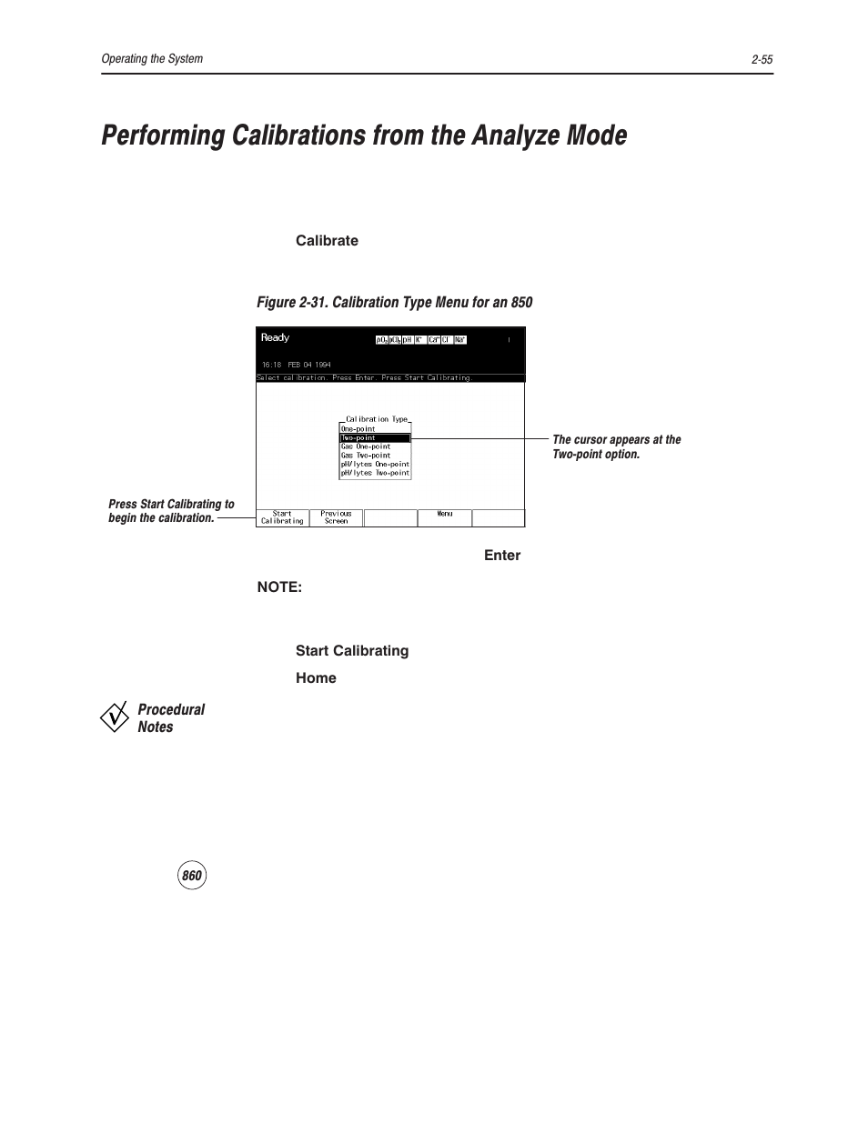 Performing calibrations from the analyze mode | Bayer HealthCare Rapidlab 800 User Manual | Page 153 / 699