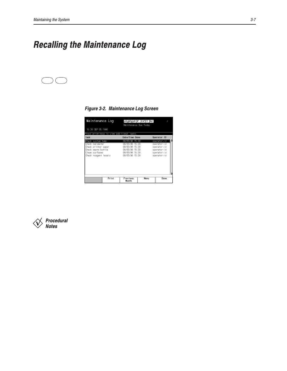 Recalling the maintenance log | Bayer HealthCare Rapidlab 800 User Manual | Page 175 / 699