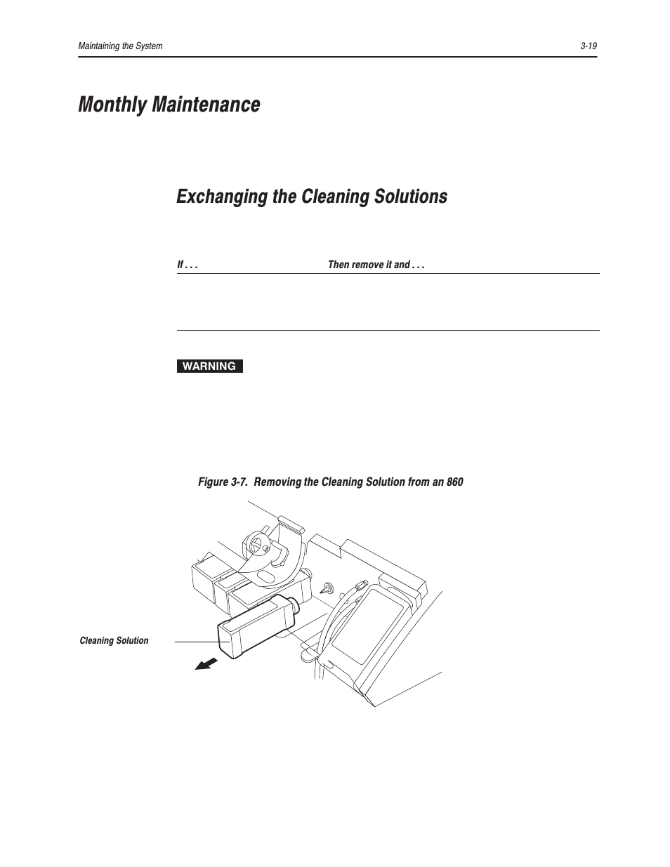 Monthly maintenance, Exchanging the cleaning solutions | Bayer HealthCare Rapidlab 800 User Manual | Page 187 / 699