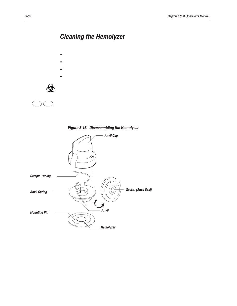 Cleaning the hemolyzer | Bayer HealthCare Rapidlab 800 User Manual | Page 198 / 699