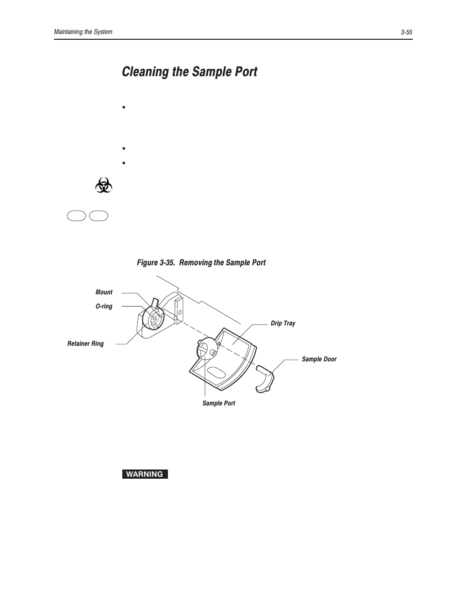 Cleaning the sample port | Bayer HealthCare Rapidlab 800 User Manual | Page 225 / 699