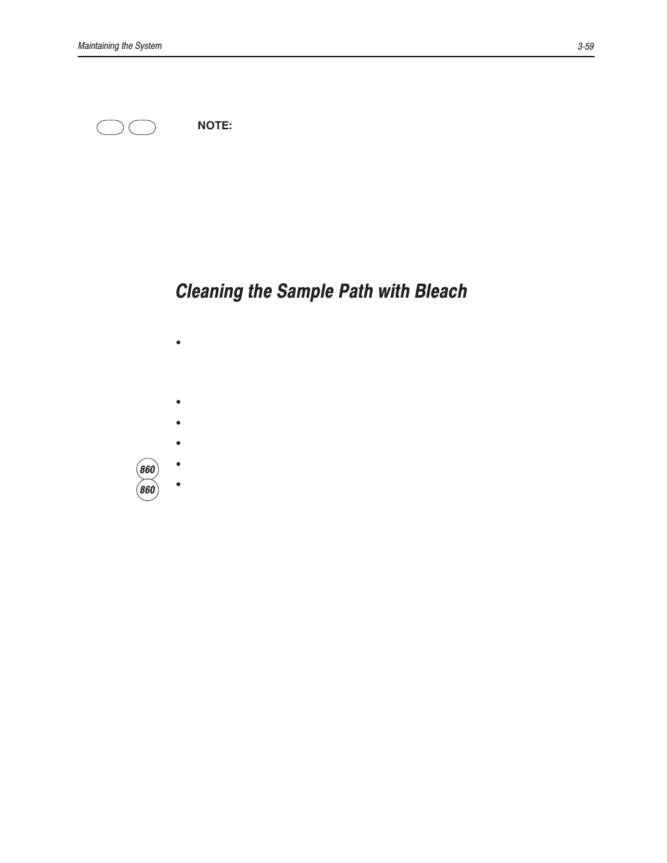 Cleaning the sample path with bleach | Bayer HealthCare Rapidlab 800 User Manual | Page 229 / 699