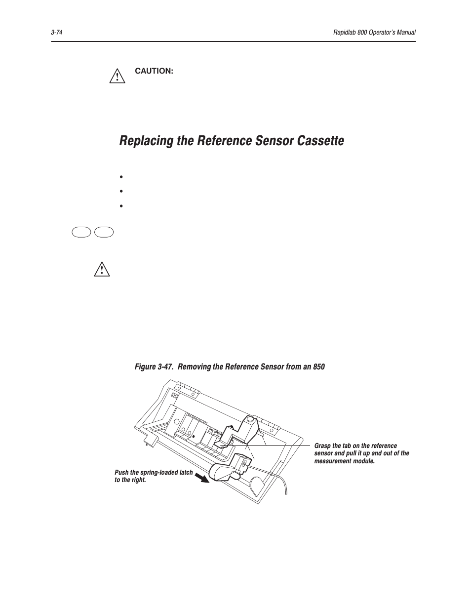 Replacing the reference sensor cassette | Bayer HealthCare Rapidlab 800 User Manual | Page 246 / 699