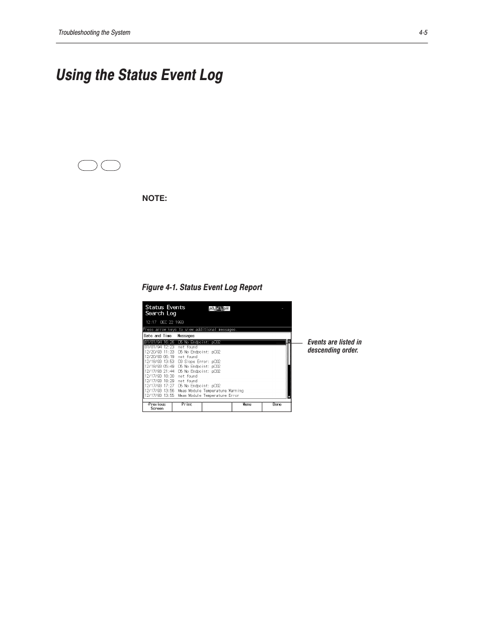 Using the status event log | Bayer HealthCare Rapidlab 800 User Manual | Page 287 / 699