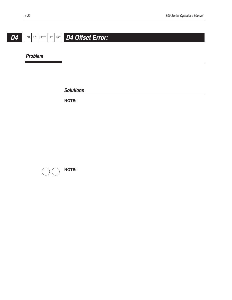 D4 offset error, Problem, Solutions | Bayer HealthCare Rapidlab 800 User Manual | Page 306 / 699