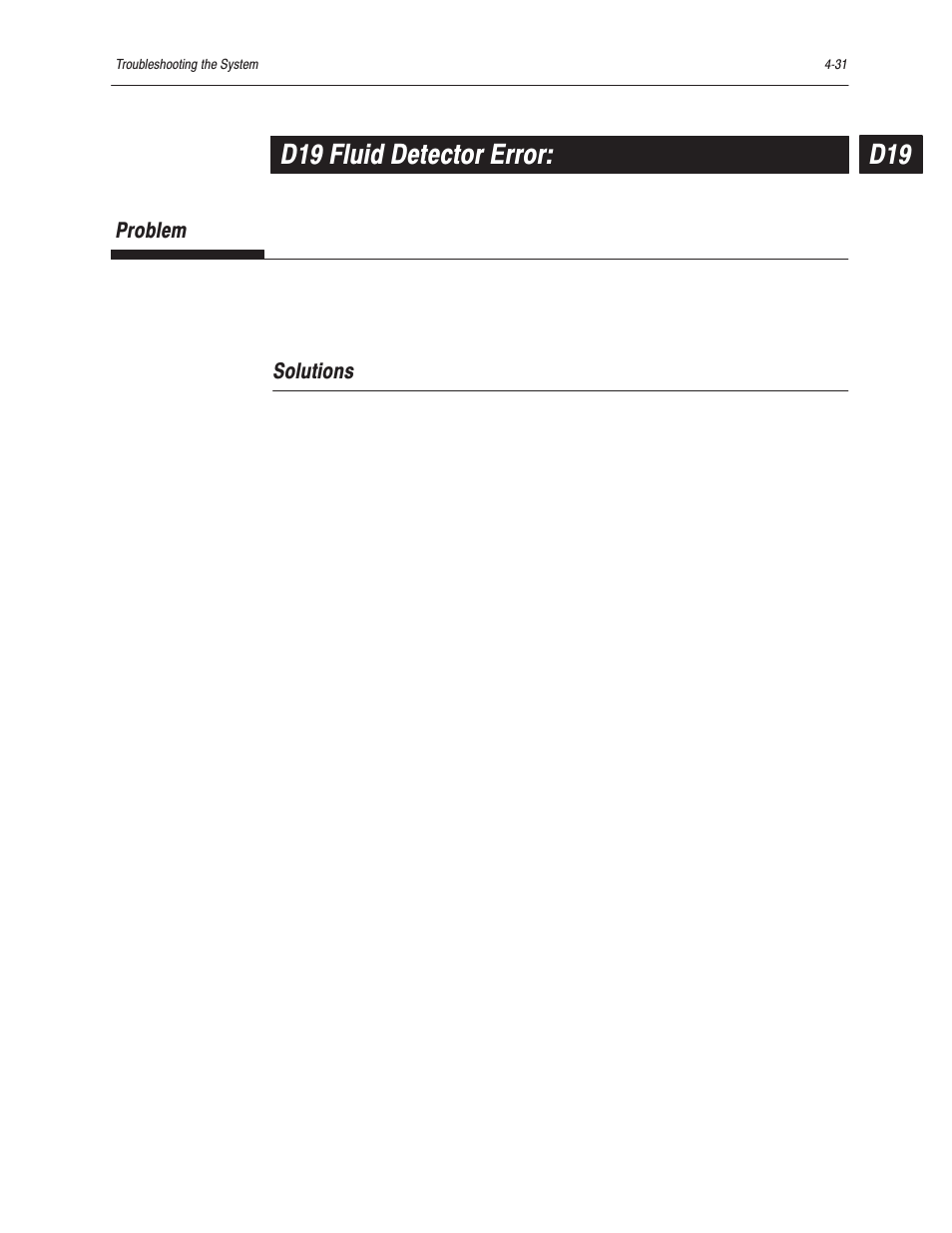 D19 fluid detector error | Bayer HealthCare Rapidlab 800 User Manual | Page 315 / 699
