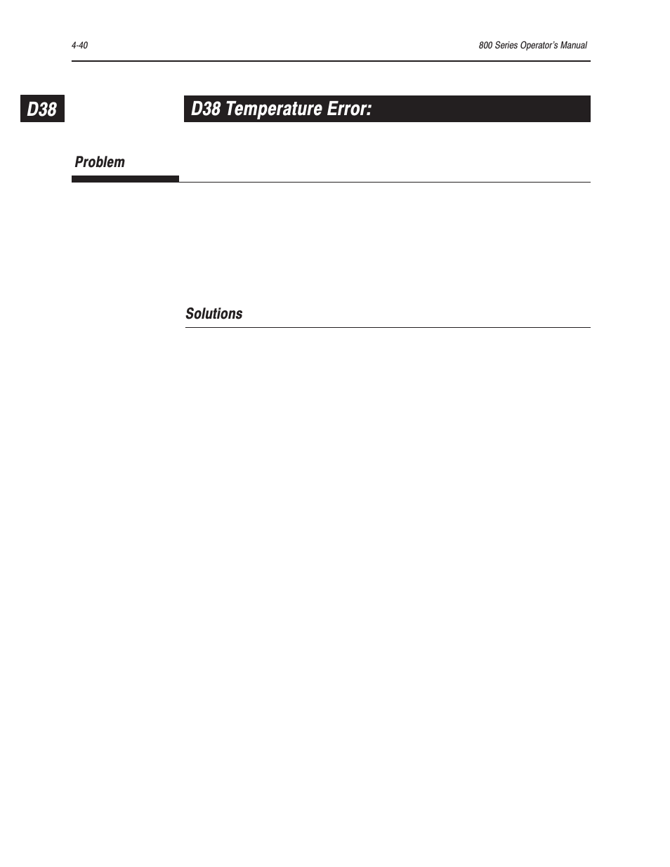 D38 temperature error | Bayer HealthCare Rapidlab 800 User Manual | Page 324 / 699