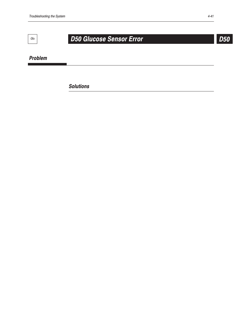 D50 glucose sensor error | Bayer HealthCare Rapidlab 800 User Manual | Page 325 / 699