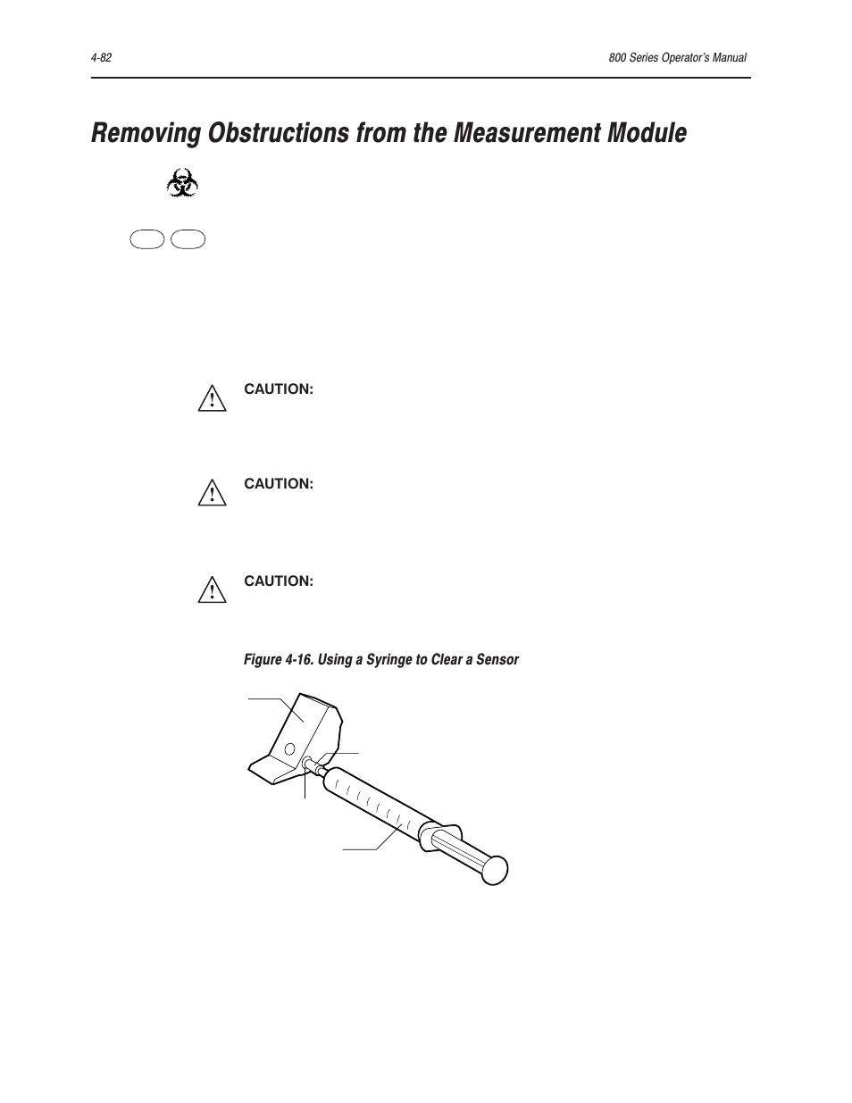 Removing obstructions from the measurement module | Bayer HealthCare Rapidlab 800 User Manual | Page 370 / 699