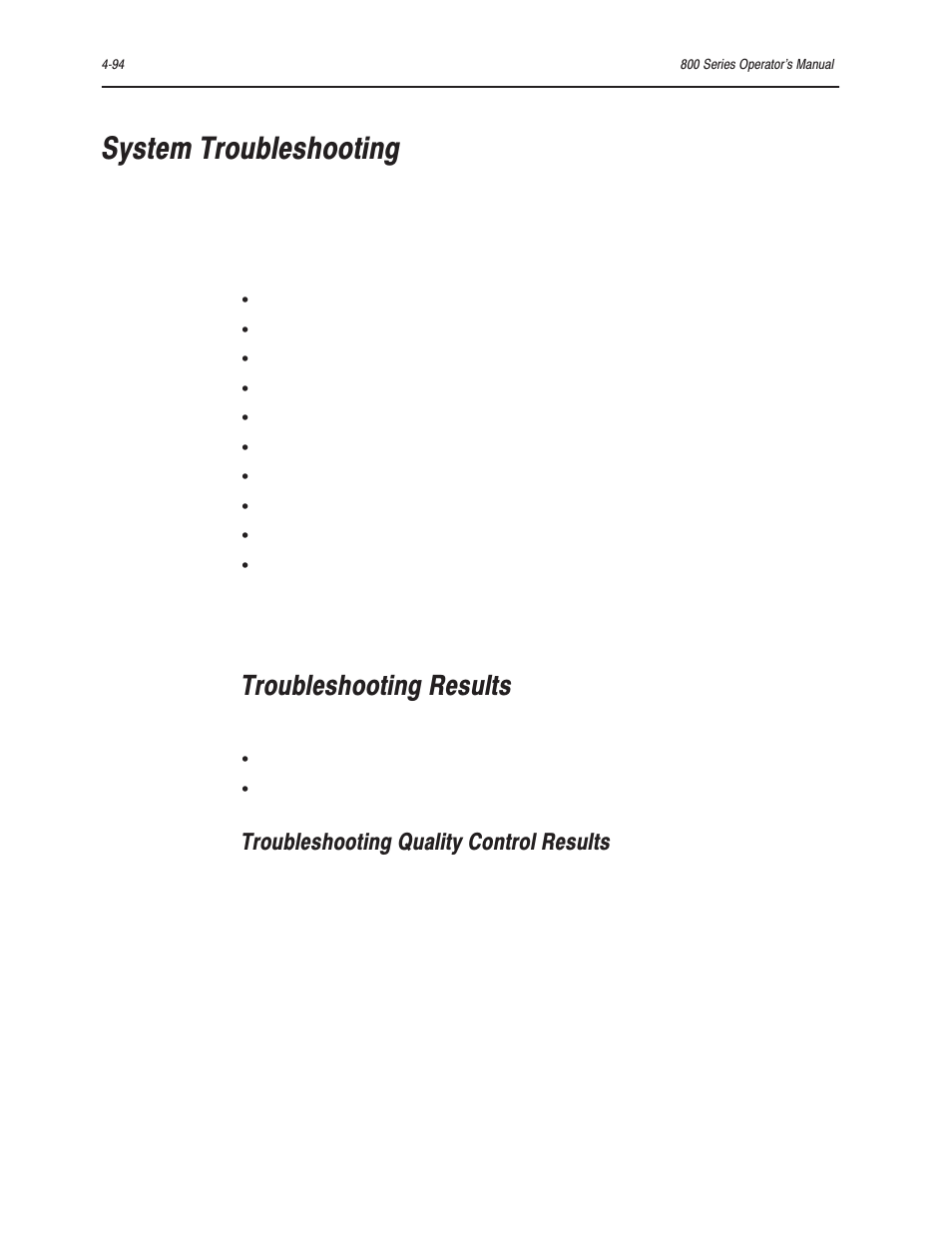 System troubleshooting, Troubleshooting results, Troubleshooting quality control results | Bayer HealthCare Rapidlab 800 User Manual | Page 382 / 699