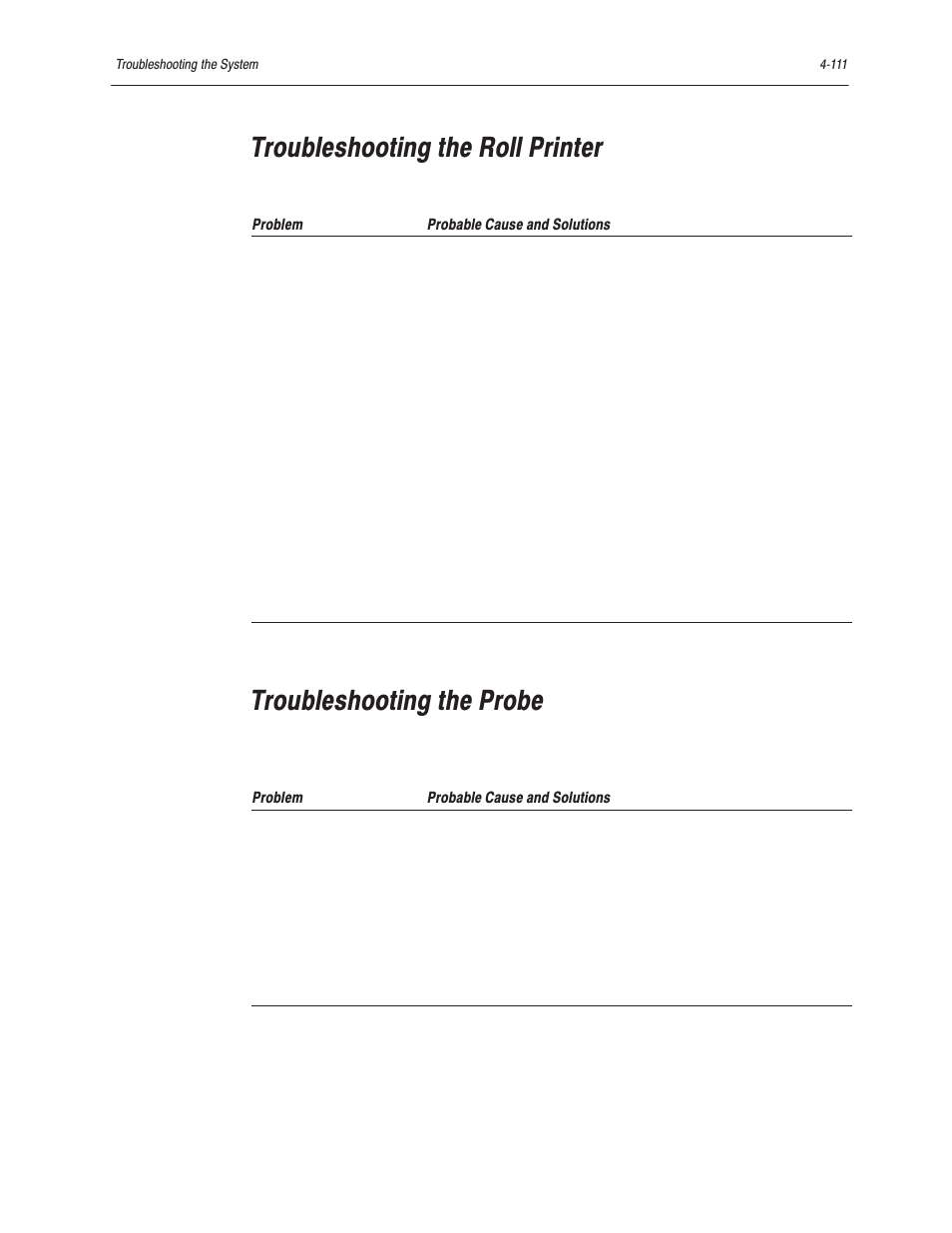 Troubleshooting the roll printer, Troubleshooting the probe | Bayer HealthCare Rapidlab 800 User Manual | Page 399 / 699
