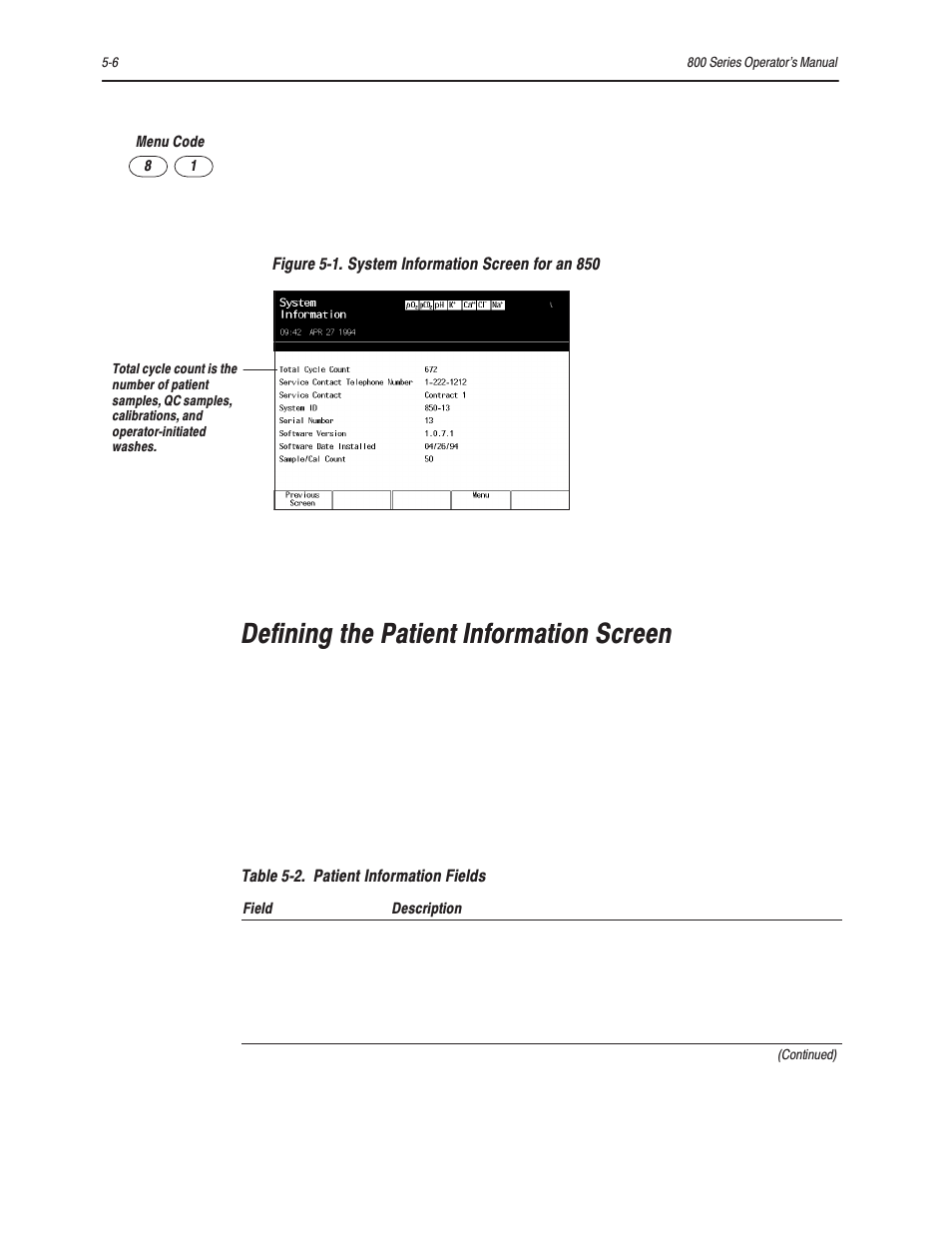 Defining the patient information screen | Bayer HealthCare Rapidlab 800 User Manual | Page 416 / 699