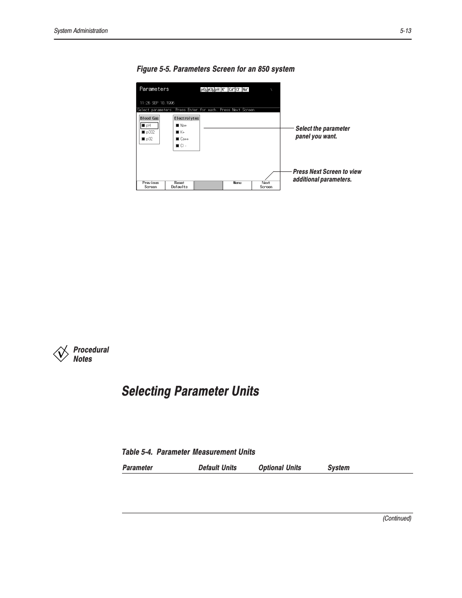 Selecting parameter units | Bayer HealthCare Rapidlab 800 User Manual | Page 423 / 699