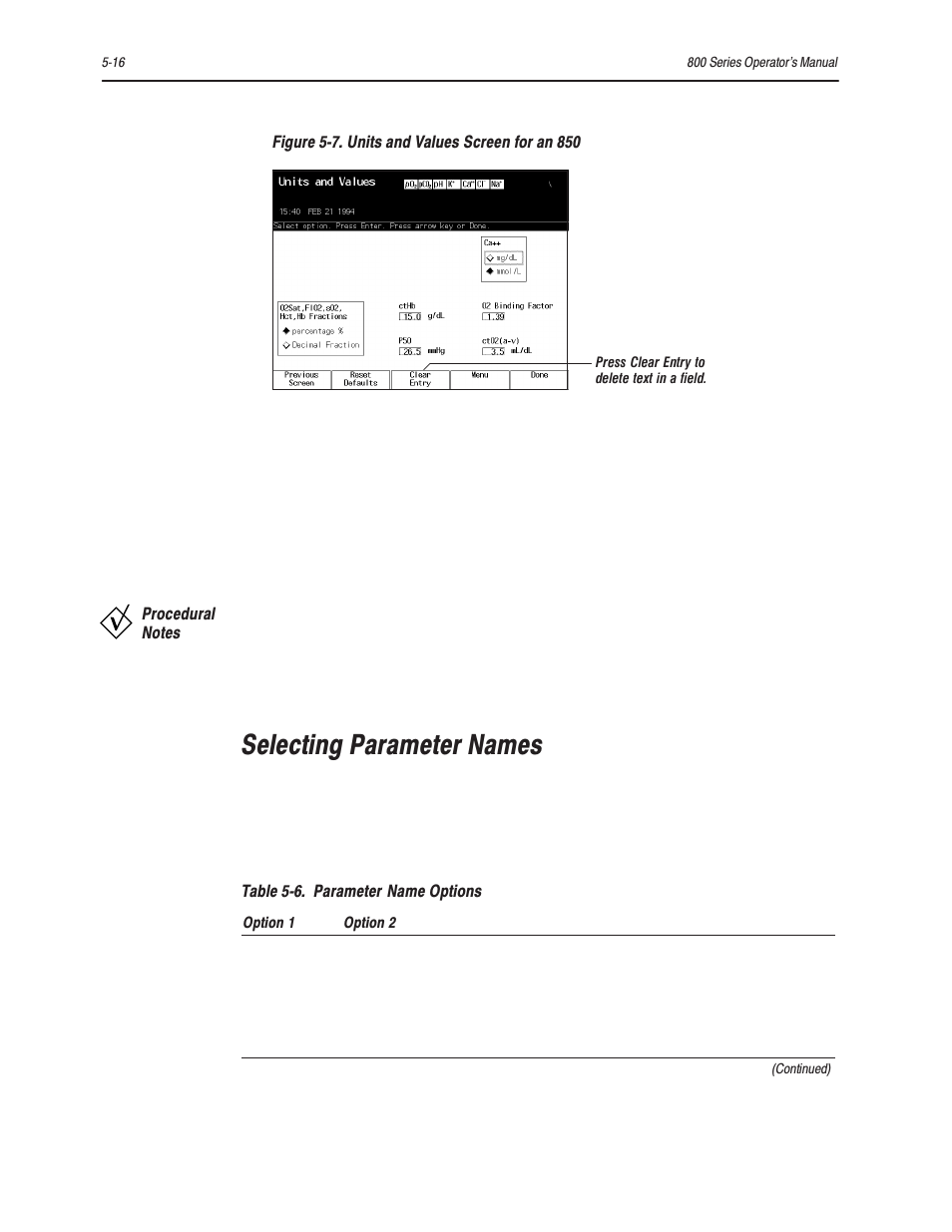 Selecting parameter names | Bayer HealthCare Rapidlab 800 User Manual | Page 426 / 699