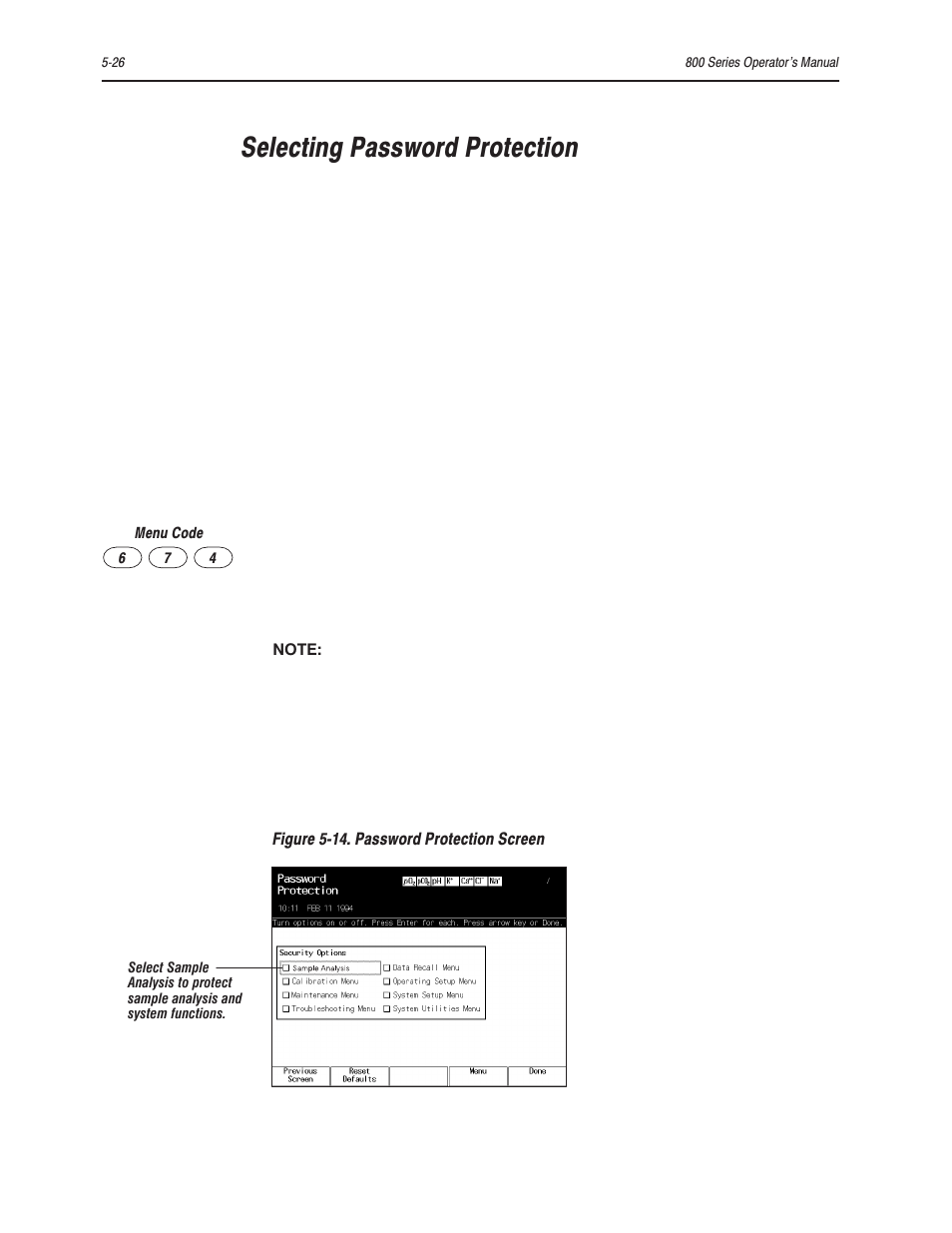 Selecting password protection | Bayer HealthCare Rapidlab 800 User Manual | Page 436 / 699