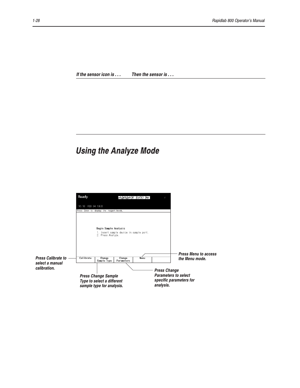 Using the analyze mode | Bayer HealthCare Rapidlab 800 User Manual | Page 50 / 699