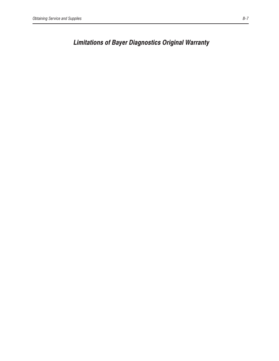 Limitations of bayer diagnostics original warranty | Bayer HealthCare Rapidlab 800 User Manual | Page 511 / 699