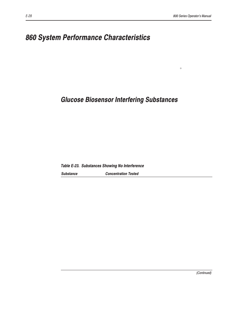 860 system performance characteristics, Glucose biosensor interfering substances | Bayer HealthCare Rapidlab 800 User Manual | Page 554 / 699