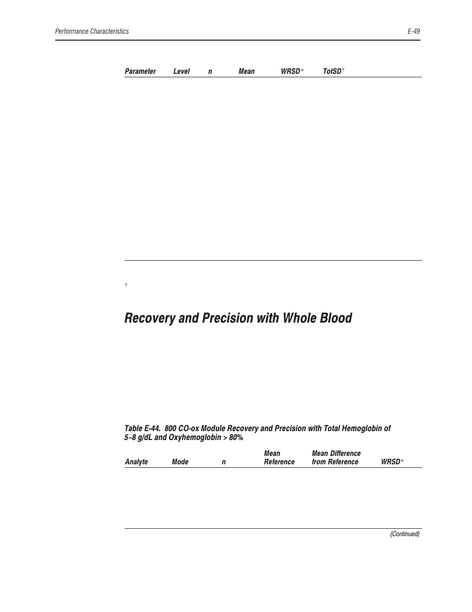Recovery and precision with whole blood | Bayer HealthCare Rapidlab 800 User Manual | Page 575 / 699