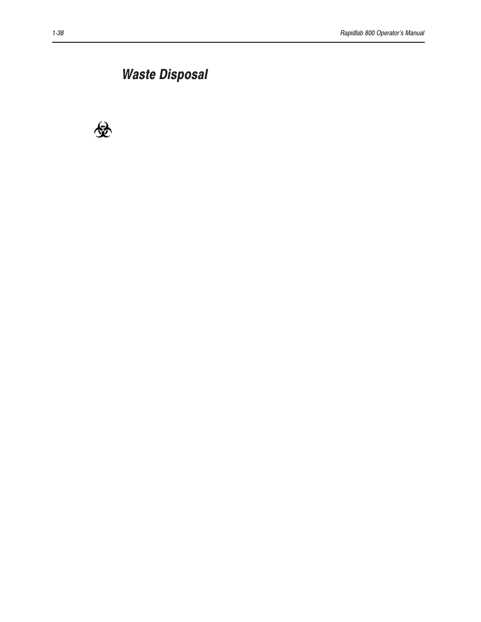 Waste disposal | Bayer HealthCare Rapidlab 800 User Manual | Page 60 / 699