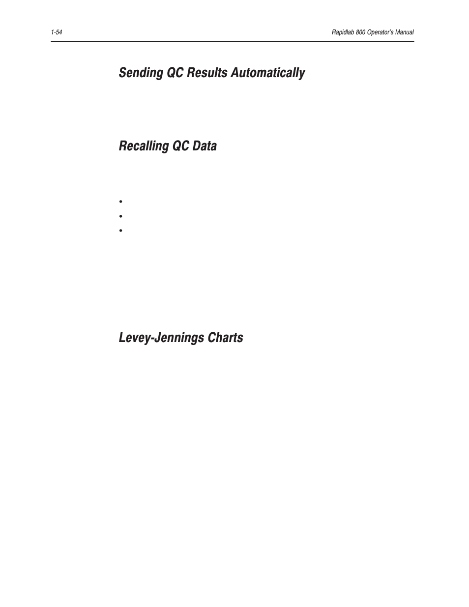 Sending qc results automatically, Recalling qc data, Leveyćjennings charts | Bayer HealthCare Rapidlab 800 User Manual | Page 76 / 699